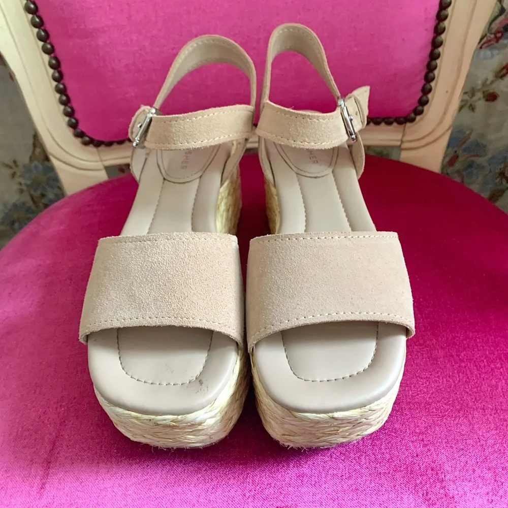 Marc Fisher Beige Espadrille Platform Sandals